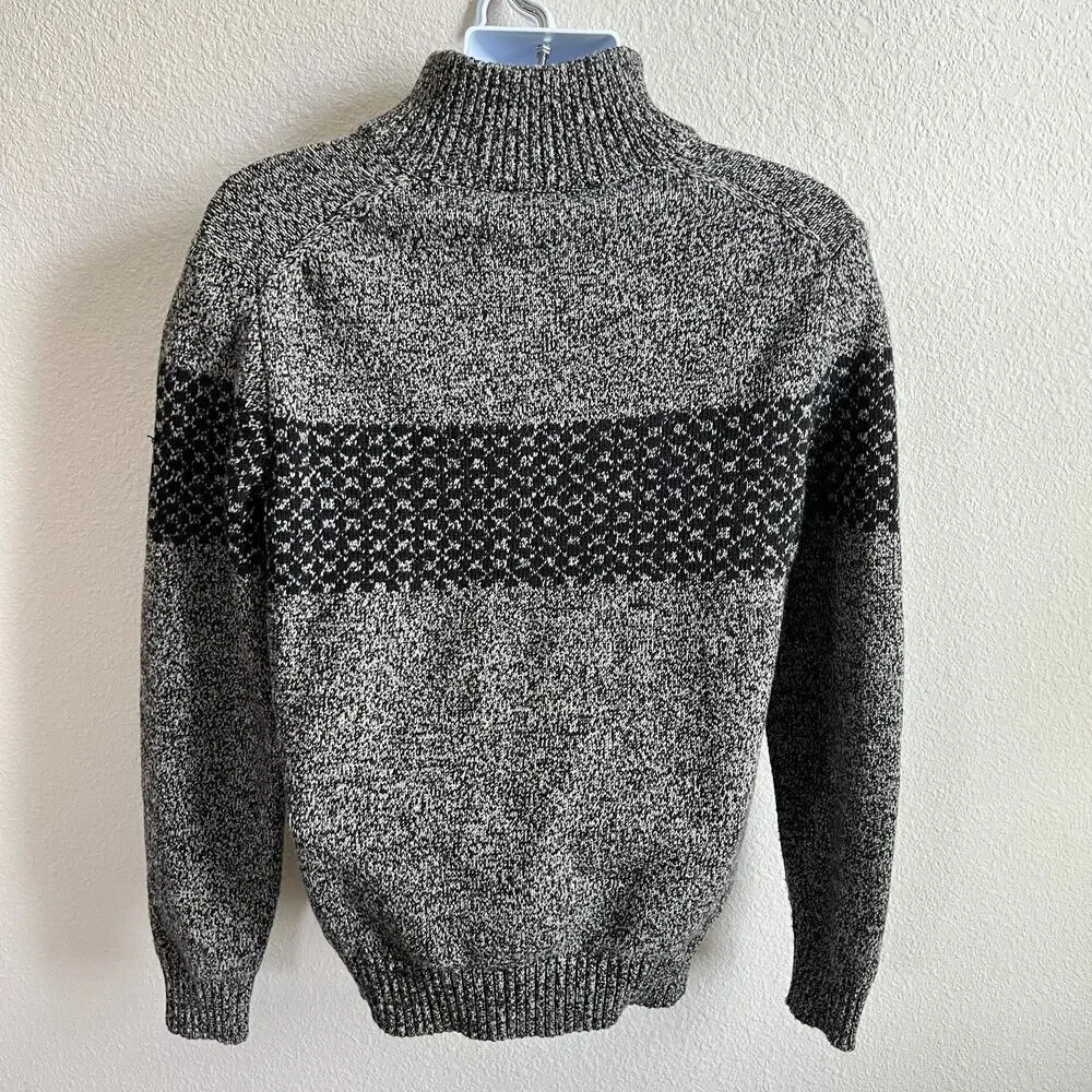 Gap Gray Lambswool Pullover Sweater Men's M 1/4 Button Mock Neck Long Sleeves